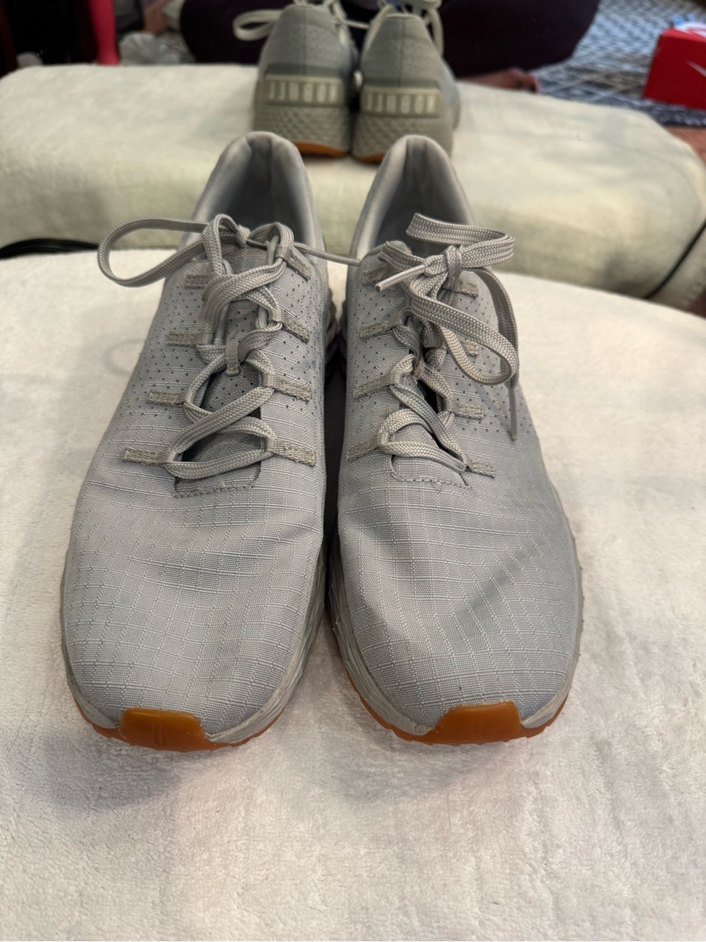 NOBULL Light Gray Athletic Lace-Up Sneakers with Gum Outsole